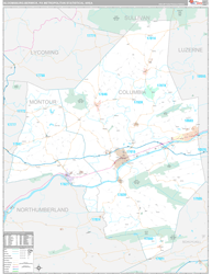 Bloomsburg-Berwick Metro Area Wall Map Premium Style 2024